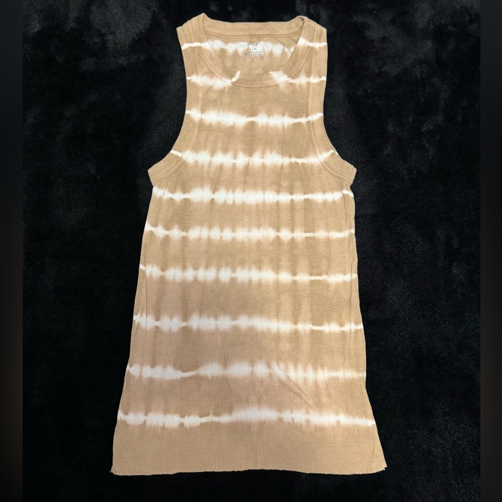 Aerie Tan and White Tie-Dye Tank Top